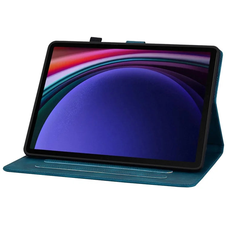 For Samsung Galaxy Tab S9 / Tab S7 / Tab S8 Case PU Leather+TPU Lily Flower Tablet Stand Shell