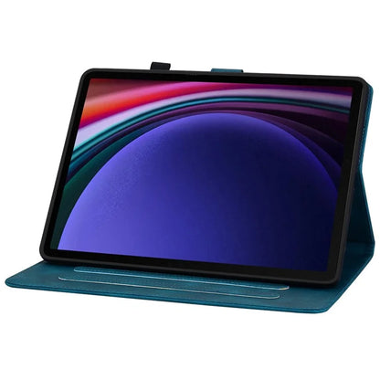 For Samsung Galaxy Tab S9 / Tab S7 / Tab S8 Case PU Leather+TPU Lily Flower Tablet Stand Shell