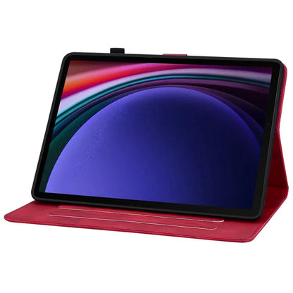 For Samsung Galaxy Tab S9 / Tab S7 / Tab S8 Case PU Leather+TPU Lily Flower Tablet Stand Shell