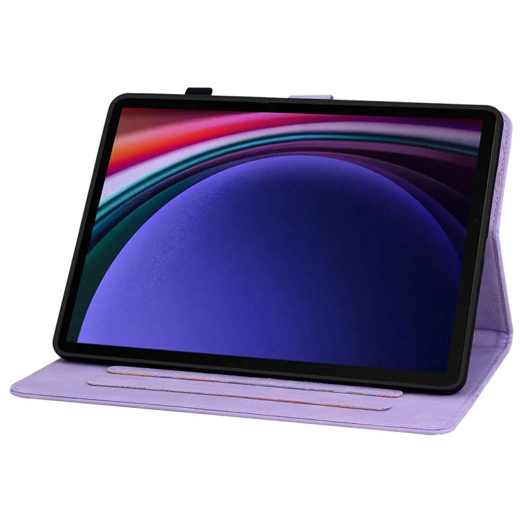For Samsung Galaxy Tab S9 / Tab S7 / Tab S8 Case PU Leather+TPU Lily Flower Tablet Stand Shell