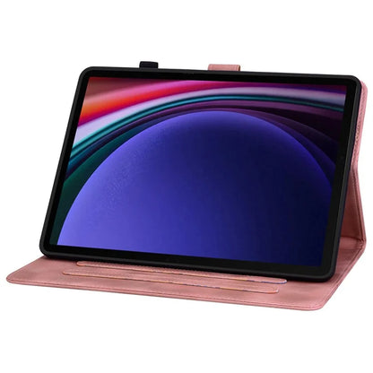 For Samsung Galaxy Tab S9 / Tab S7 / Tab S8 Case PU Leather+TPU Lily Flower Tablet Stand Shell