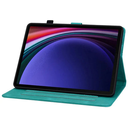 For Samsung Galaxy Tab S9 / Tab S7 / Tab S8 Case PU Leather+TPU Lily Flower Tablet Stand Shell