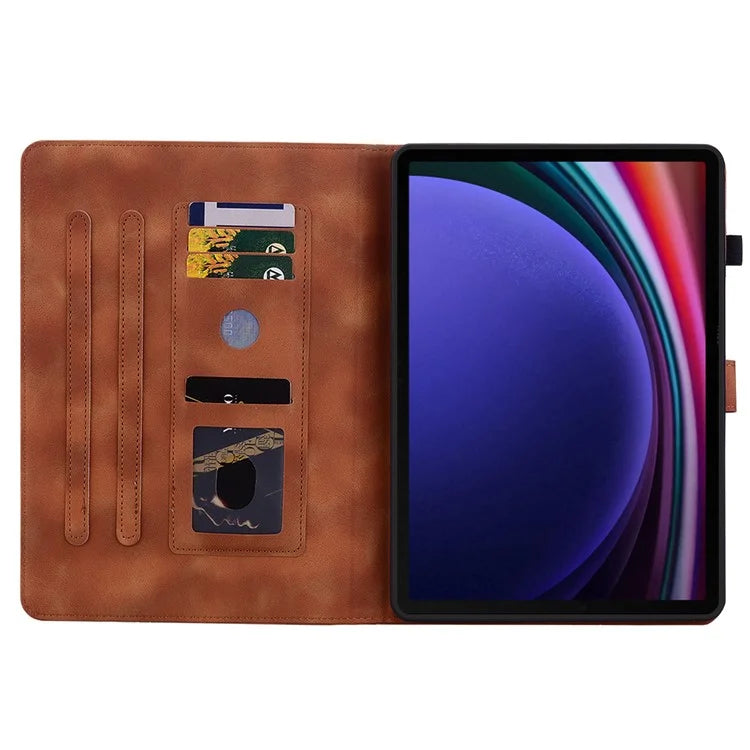 For Samsung Galaxy Tab S9 / Tab S7 / Tab S8 Case PU Leather+TPU Lily Flower Tablet Stand Shell