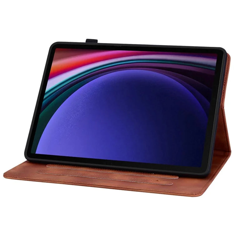 For Samsung Galaxy Tab S9 / Tab S7 / Tab S8 Case PU Leather+TPU Lily Flower Tablet Stand Shell