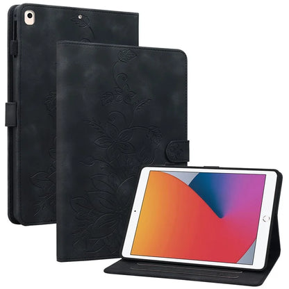 For iPad 10.2 (2021) / (2019) / (2020) Protective Case Anti-Drop Imprint PU Leather Tablet Cover