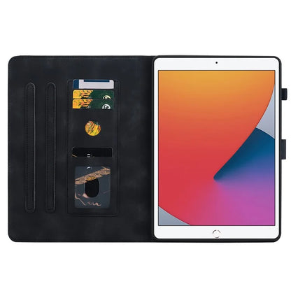 For iPad 10.2 (2021) / (2019) / (2020) Protective Case Anti-Drop Imprint PU Leather Tablet Cover