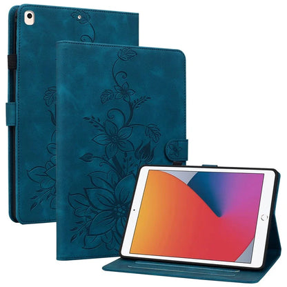 For iPad 10.2 (2021) / (2019) / (2020) Protective Case Anti-Drop Imprint PU Leather Tablet Cover