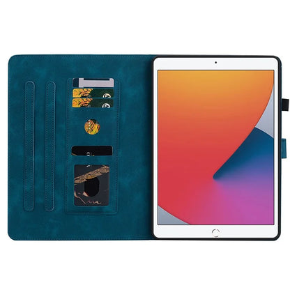 For iPad 10.2 (2021) / (2019) / (2020) Protective Case Anti-Drop Imprint PU Leather Tablet Cover