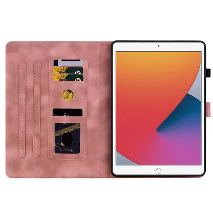 For iPad 10.2 (2021) / (2019) / (2020) Protective Case Anti-Drop Imprint PU Leather Tablet Cover