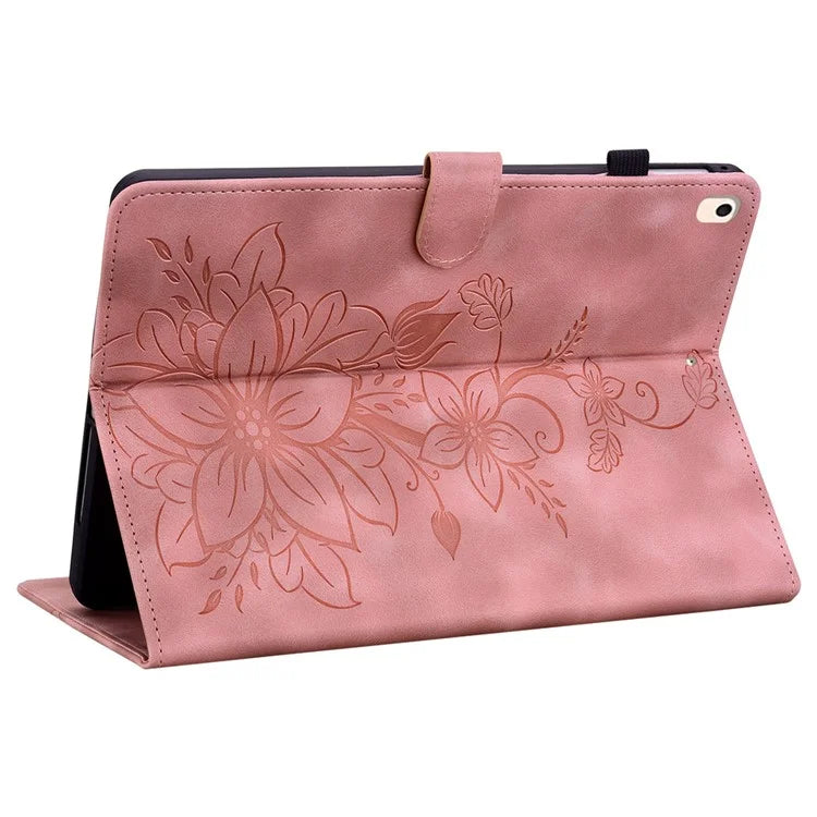 For iPad 10.2 (2021) / (2019) / (2020) Protective Case Anti-Drop Imprint PU Leather Tablet Cover