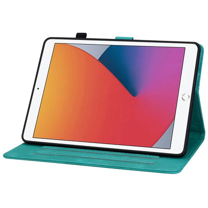 For iPad 10.2 (2021) / (2019) / (2020) Protective Case Anti-Drop Imprint PU Leather Tablet Cover
