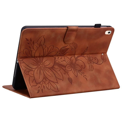 For iPad 10.2 (2021) / (2019) / (2020) Protective Case Anti-Drop Imprint PU Leather Tablet Cover