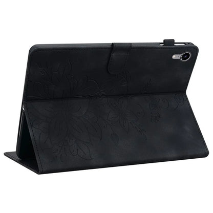For iPad mini (2021) Case Lily Flower Design PU Leather Stand Tablet Cover