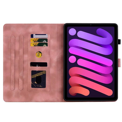 For iPad mini (2021) Case Lily Flower Design PU Leather Stand Tablet Cover