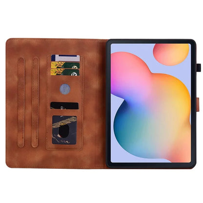 For Samsung Galaxy Tab S6 Lite (2020) / (2022) / (2024) Case Lily Flower Imprint Card Holder Leather Tablet Cover