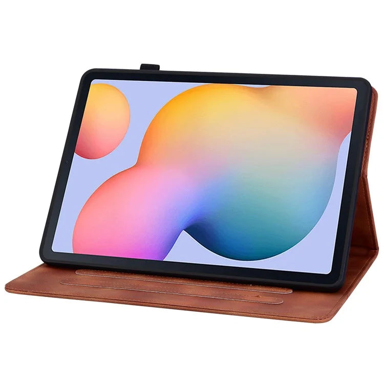 For Samsung Galaxy Tab S6 Lite (2020) / (2022) / (2024) Case Lily Flower Imprint Card Holder Leather Tablet Cover