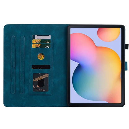 For Samsung Galaxy Tab S6 Lite (2020) / (2022) / (2024) Case Lily Flower Imprint Card Holder Leather Tablet Cover