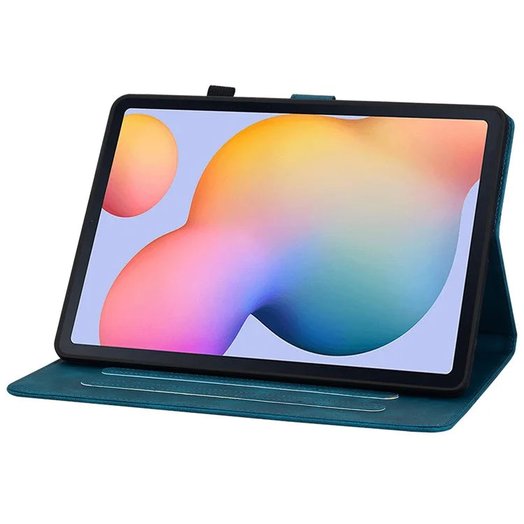 For Samsung Galaxy Tab S6 Lite (2020) / (2022) / (2024) Case Lily Flower Imprint Card Holder Leather Tablet Cover
