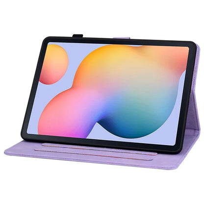 For Samsung Galaxy Tab S6 Lite (2020) / (2022) / (2024) Case Lily Flower Imprint Card Holder Leather Tablet Cover