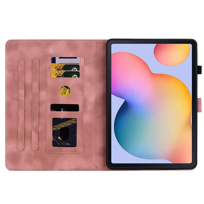 For Samsung Galaxy Tab S6 Lite (2020) / (2022) / (2024) Case Lily Flower Imprint Card Holder Leather Tablet Cover