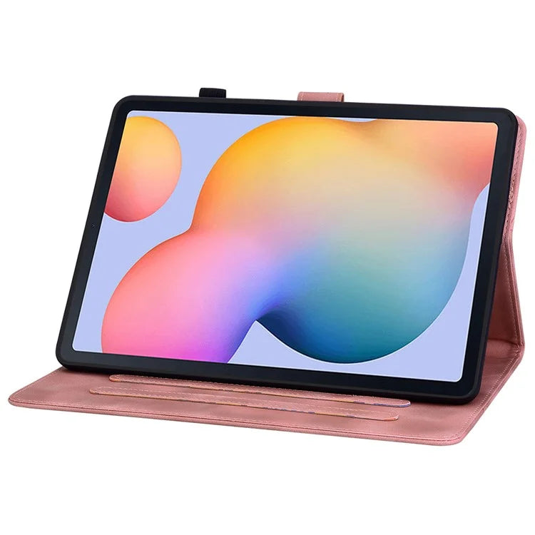 For Samsung Galaxy Tab S6 Lite (2020) / (2022) / (2024) Case Lily Flower Imprint Card Holder Leather Tablet Cover