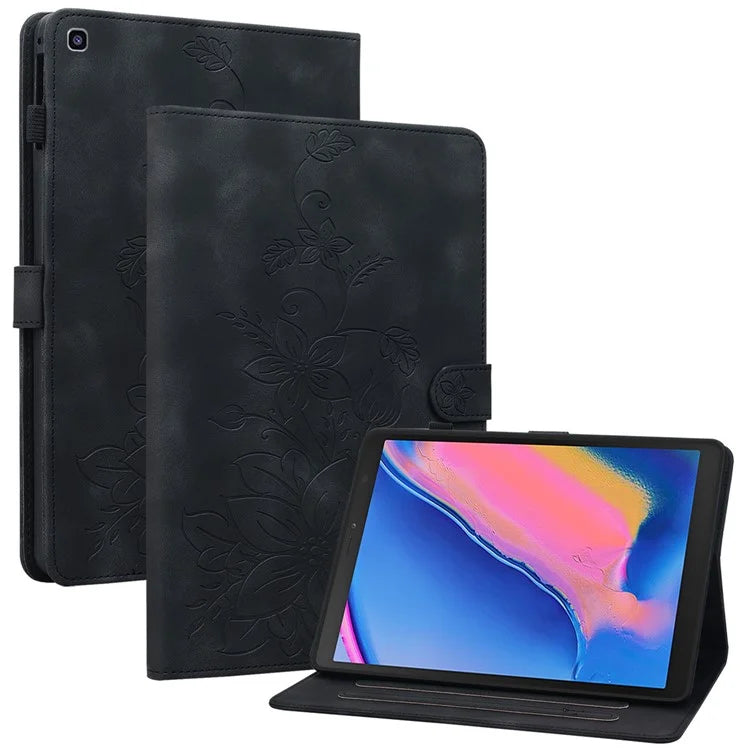 For Samsung Galaxy Tab A 8.0 (2019) SM-T290 (Wi-Fi) / SM-T295 (LTE) / SM-T297 Case Flower Imprint PU Leather Tablet Cover