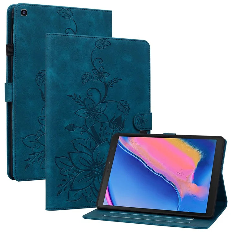 For Samsung Galaxy Tab A 8.0 (2019) SM-T290 (Wi-Fi) / SM-T295 (LTE) / SM-T297 Case Flower Imprint PU Leather Tablet Cover