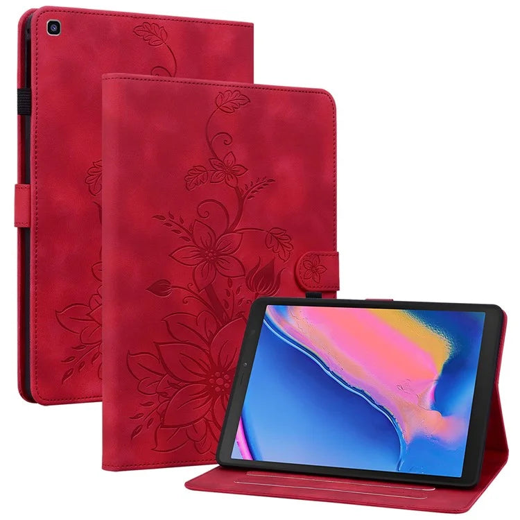 For Samsung Galaxy Tab A 8.0 (2019) SM-T290 (Wi-Fi) / SM-T295 (LTE) / SM-T297 Case Flower Imprint PU Leather Tablet Cover