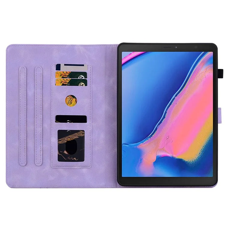 For Samsung Galaxy Tab A 8.0 (2019) SM-T290 (Wi-Fi) / SM-T295 (LTE) / SM-T297 Case Flower Imprint PU Leather Tablet Cover
