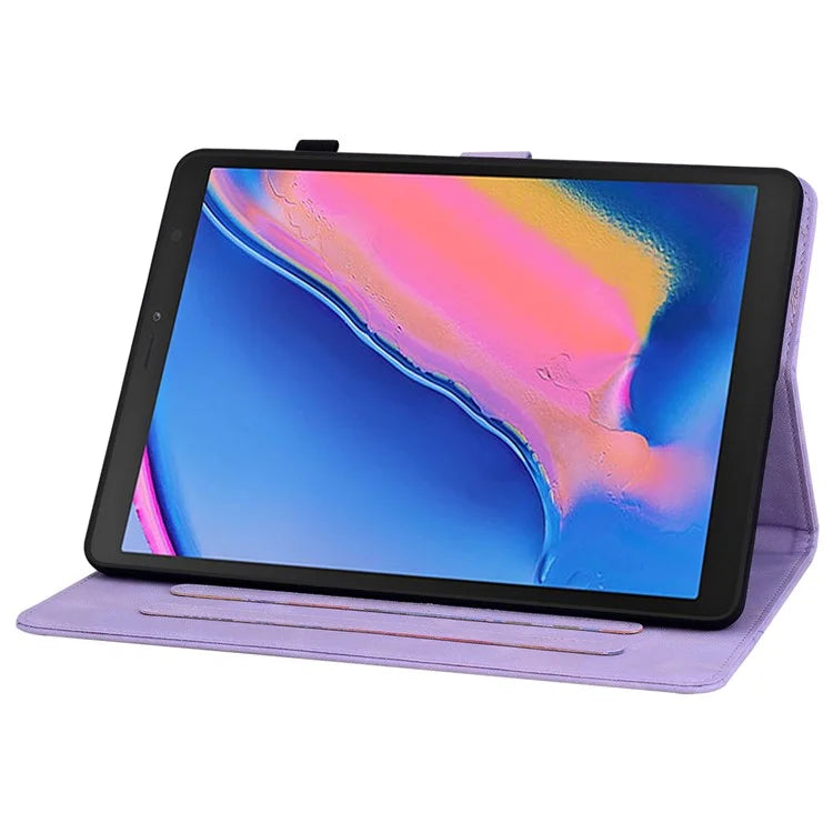For Samsung Galaxy Tab A 8.0 (2019) SM-T290 (Wi-Fi) / SM-T295 (LTE) / SM-T297 Case Flower Imprint PU Leather Tablet Cover