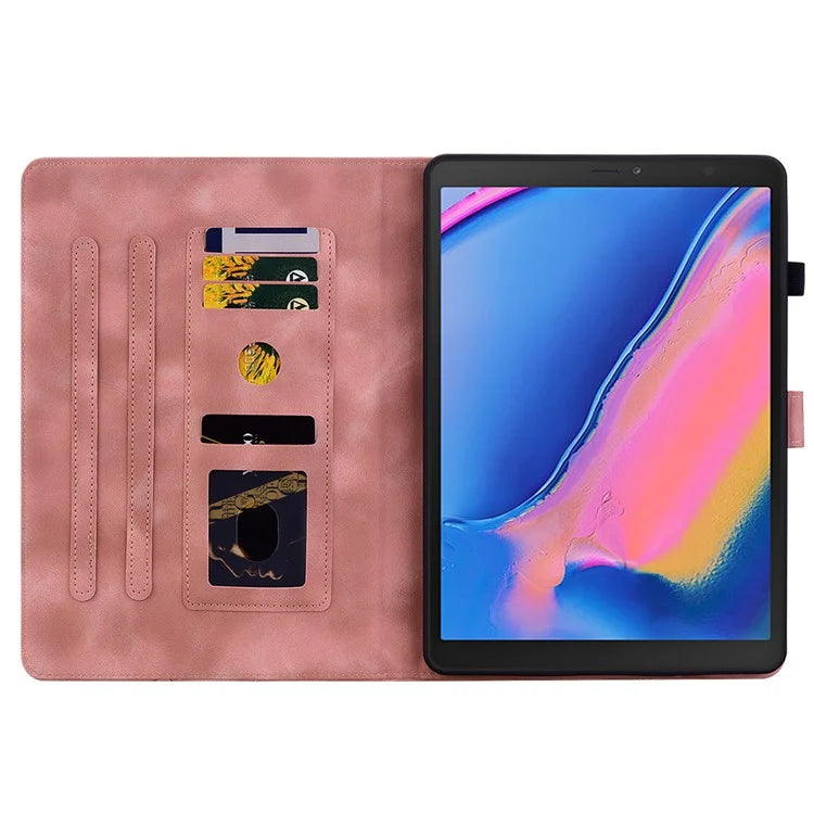For Samsung Galaxy Tab A 8.0 (2019) SM-T290 (Wi-Fi) / SM-T295 (LTE) / SM-T297 Case Flower Imprint PU Leather Tablet Cover