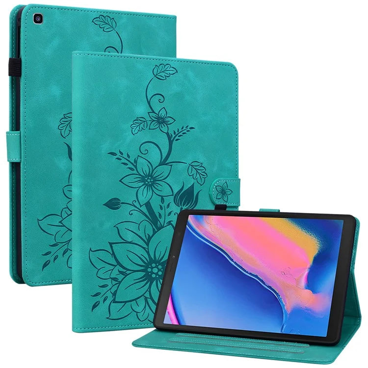 For Samsung Galaxy Tab A 8.0 (2019) SM-T290 (Wi-Fi) / SM-T295 (LTE) / SM-T297 Case Flower Imprint PU Leather Tablet Cover