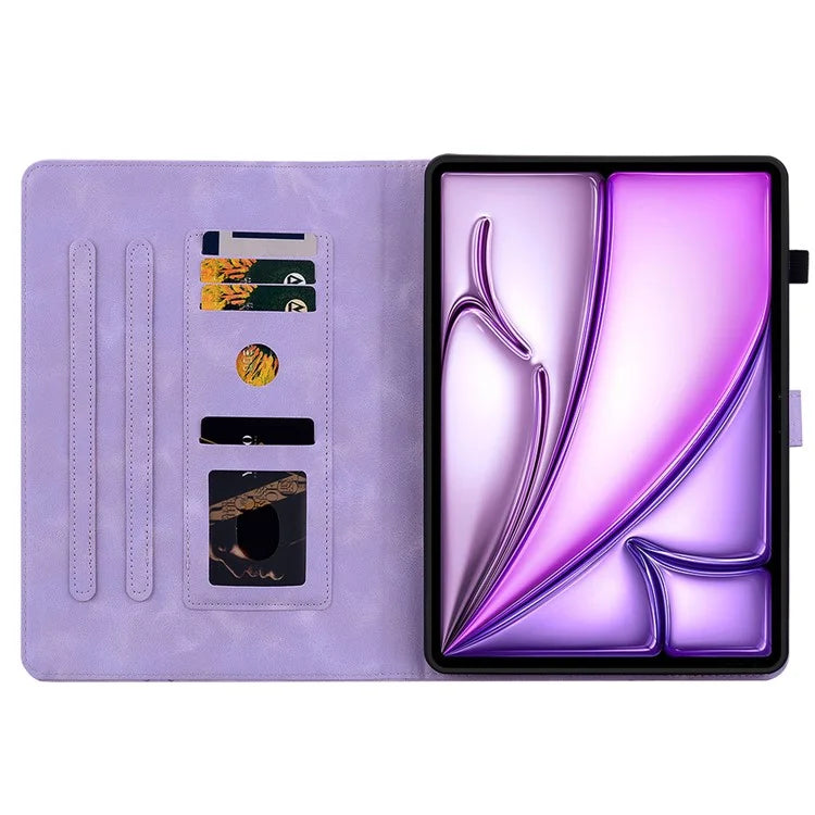 For iPad Air 13 (2024) Case PU Leather Card Holder Stand Tablet Cover Lily Flower Design