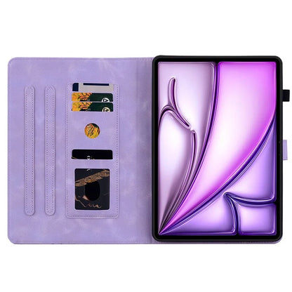 For iPad Air 13 (2024) Case PU Leather Card Holder Stand Tablet Cover Lily Flower Design