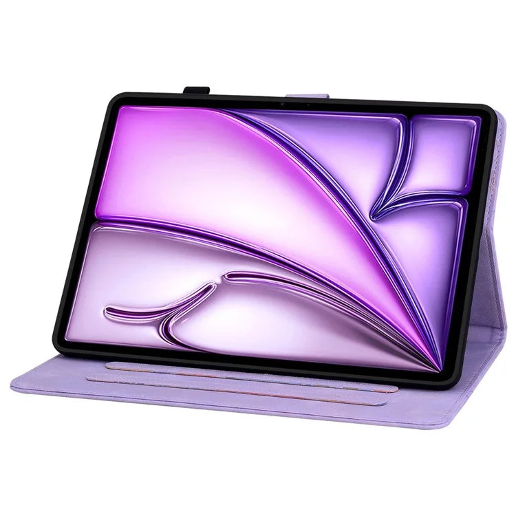 For iPad Air 13 (2024) Case PU Leather Card Holder Stand Tablet Cover Lily Flower Design