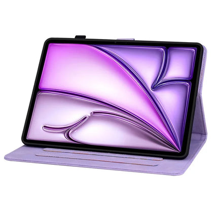 For iPad Air 13 (2024) Case PU Leather Card Holder Stand Tablet Cover Lily Flower Design