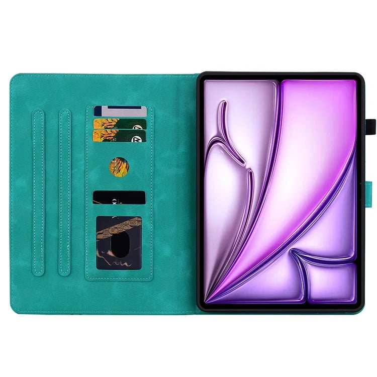 For iPad Air 13 (2024) Case PU Leather Card Holder Stand Tablet Cover Lily Flower Design