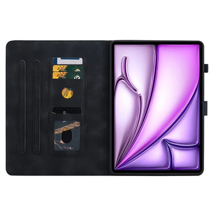 For iPad Air 13 (2024) Case PU Leather Card Holder Stand Tablet Cover Lily Flower Design