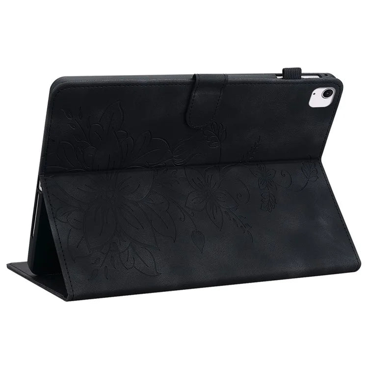 For iPad Air 13 (2024) Case PU Leather Card Holder Stand Tablet Cover Lily Flower Design