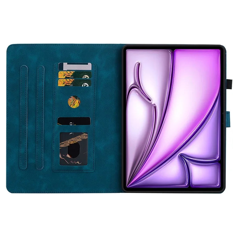 For iPad Air 13 (2024) Case PU Leather Card Holder Stand Tablet Cover Lily Flower Design