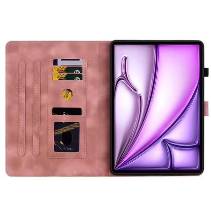 For iPad Air 13 (2024) Case PU Leather Card Holder Stand Tablet Cover Lily Flower Design