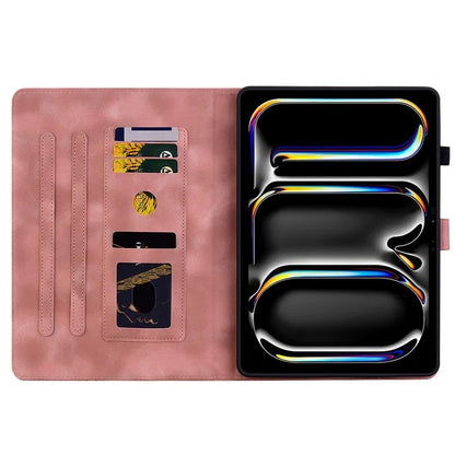 For iPad Pro 11 (2024) Case Lily Flower Design PU Leather Drop Protection Tablet Cover