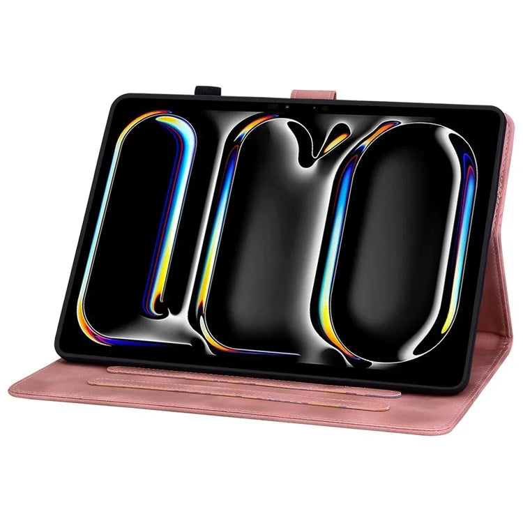 For iPad Pro 11 (2024) Case Lily Flower Design PU Leather Drop Protection Tablet Cover