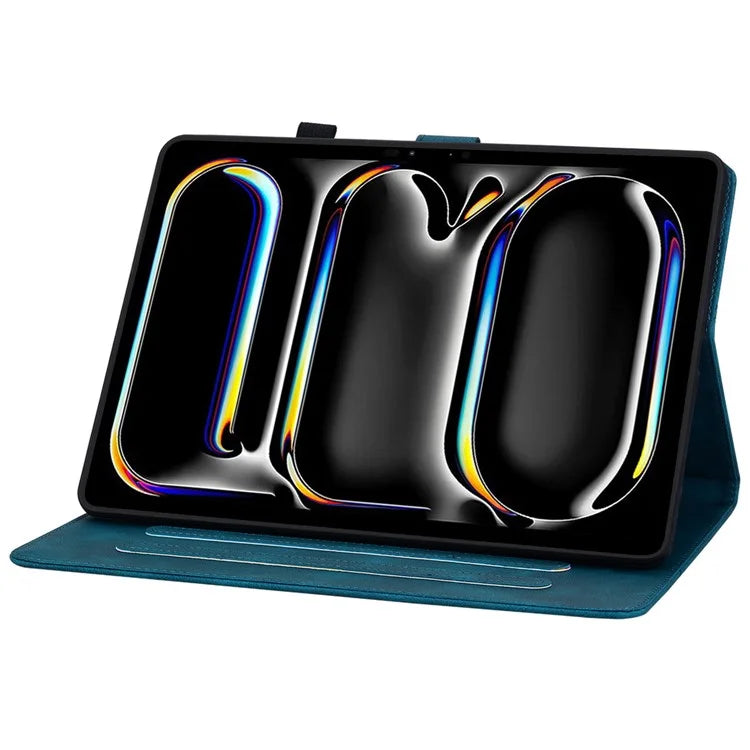For iPad Pro 11 (2024) Case Lily Flower Design PU Leather Drop Protection Tablet Cover
