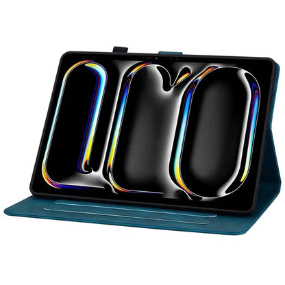 For iPad Pro 11 (2024) Case Lily Flower Design PU Leather Drop Protection Tablet Cover