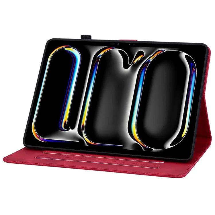 For iPad Pro 11 (2024) Case Lily Flower Design PU Leather Drop Protection Tablet Cover