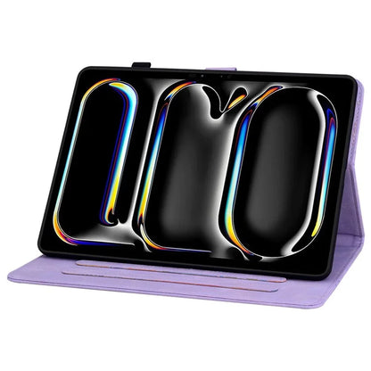 For iPad Pro 11 (2024) Case Lily Flower Design PU Leather Drop Protection Tablet Cover