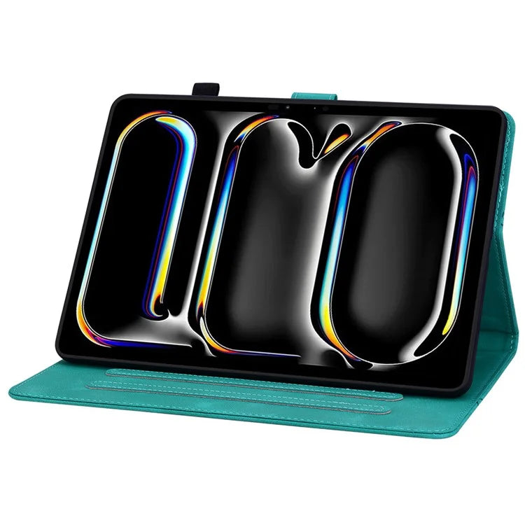 For iPad Pro 11 (2024) Case Lily Flower Design PU Leather Drop Protection Tablet Cover
