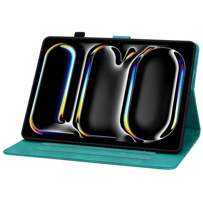 For iPad Pro 11 (2024) Case Lily Flower Design PU Leather Drop Protection Tablet Cover