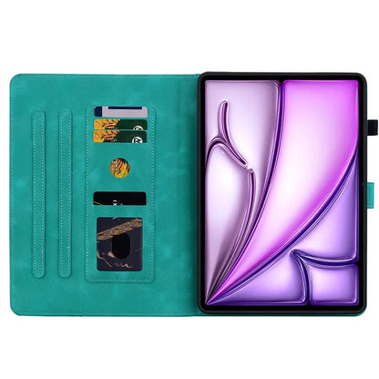 For iPad Air 11 (2024) Case with Card Slots Lily Flower Leather+TPU Full Protection Tablet Cover